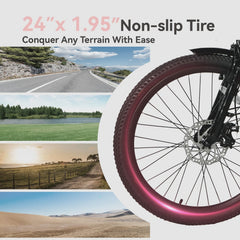 24 Inch Cruiser Electric Bike, E-Bike for Adults, Ebike with 36V 10.4AH Removable Battery, Step Through Ebike for Women Men,City Electric...