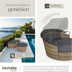 tectake Lounge Muschel Sonneninsel Outdoor wetterfest, Gartenmuschel, Sonnenliege 2 Personen und mehr, multifunktionales Terrasse oder Balkon Möbel,