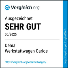 DEMA Werkstattwagen Carlos – 7 Schubladen, pulverbeschichtet, breite Lenkrollen mit Bremsen, Arbeitsplatte, Zylinderschloss – Robuster Werkzeugwagen