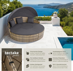 tectake Lounge Muschel Sonneninsel Outdoor wetterfest, Gartenmuschel, Sonnenliege 2 Personen und mehr, multifunktionales Terrasse oder Balkon Möbel,