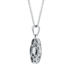 Diamond Cut Floral Pendant in White Gold