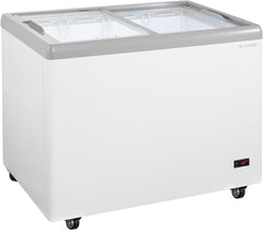 GastroHero Eiscreme Gefriertruhe 284 Liter Tiefkühltruhe LED Beleuchtung Schiebeglasdeckel Rollen Gefrierschrank Gewerbe Eis Truhe Verkauf –18 °C