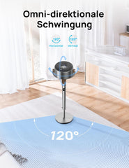 Dreo 20dB leiser Standventilator, 120°+120° Omni-direktionale oszillierende Ventilator, 26M Windentfernung, 1200m³/h Luftvolumen Echt Turbo-