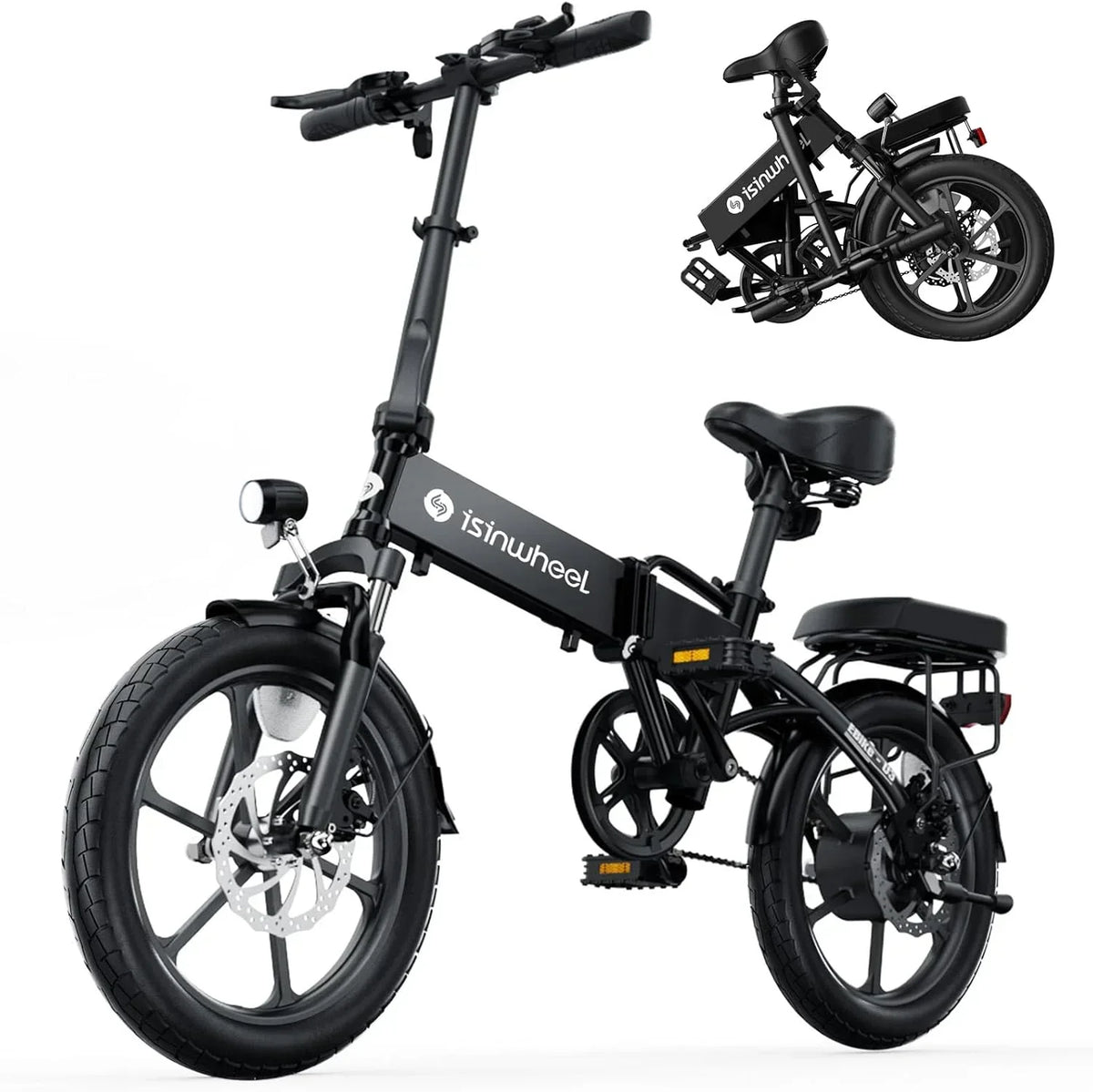 Electric Bike for Adults 500W Motor, 20 mph Folding Ebike, 14"/16"/20" Adults Electric Bicycles with Smart Uphill, 280.8Wh Battery, 25 Miles PAS Range, Mini E Bikes for Adults and Teens-isinwheel