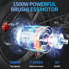 Electric Bike for Adults, 1000/2000W, 25-37Mph