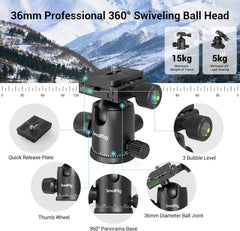 71" Foldable Aluminum Camera Tripod and Monopod, Adjustable Photography Tripod Stand for Cameras and Video