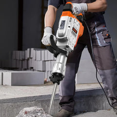 Electric demolition hammer, hydraulic crushing hammer, concrete crusher, heavy-duty electric hydraulic crushing hammer, equipped with chisel gloves and a 360-degree rotatable front handle, suitable for digging trenches and drilling holes (power 3500
