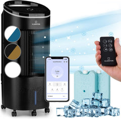 Klarstein Luftkühler mit Wasserkühlung, Leiser 4-in-1 Verdunstungskühler, Luftbefeuchter, Ventilator & Nachtmodus, Mobile Klimageräte Luftkühler 7L,