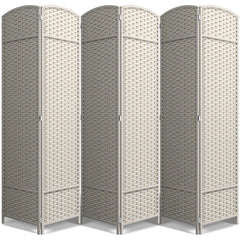 6 Panel Room Divider, 6ft Tall Extra Wide Folding Privacy Screen with Hand-Woven Mesh Panels